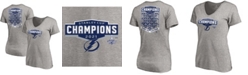Fanatics Women's Heather Gray Tampa Bay Lightning 2021 Stanley Cup Champions Jersey Roster V-Neck T-shirt